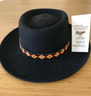 Authentic Apache Craft Loom Beaded Hatband Beaded Area 21x0.  75 " 908