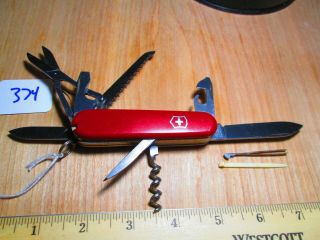 374 Vintage Pre - 1991 Red Victorinox Swiss Army Huntsman Knife