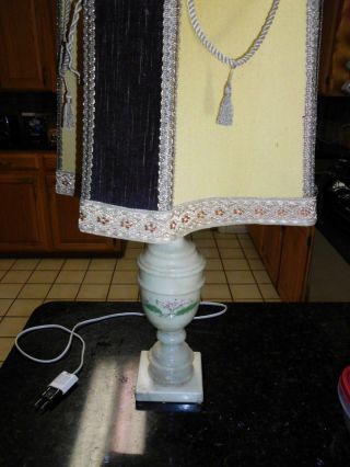 Lamp,  Alabaster,  Antique,  Rare,  Hand - Painted,  Well,  With Lampshade
