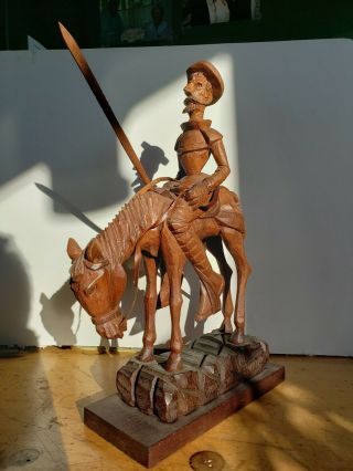 Vintage Don Quixote Wood Carving,  Jose Pinal,  10 - 1/2 