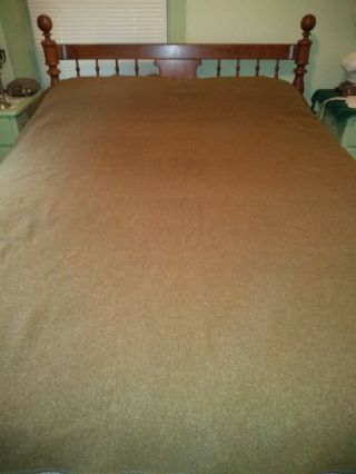 Vintage Olive Green Wool Army Blanket - U.  S.  In Middle Of Blanket
