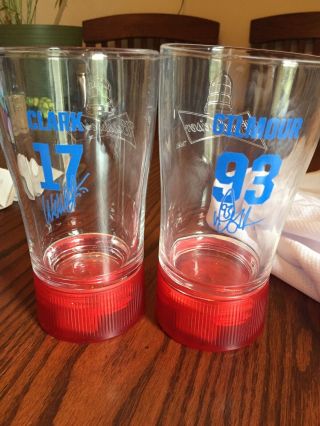 2 Toronto Maple Leafs Budweiser Red Light Goal Synch Glasses Clark & Gilmour