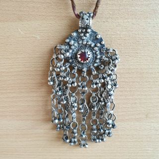 28 Old Rare Antique Islamic Yemeni Jewish Solid Silver Pendant Necklace