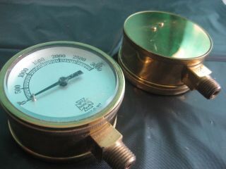 2 Vintage Us Gauge Co.  2 3/4ad Brass Pressure Gauge