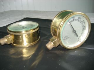 2 Vintage US Gauge Co.  2 3/4AD Brass Pressure Gauge 2