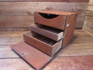 Vintage Rare Home Well Made Wood Machinist Tool Box 3 Drawers - Slot Car Box