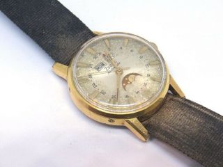 Vintage Men ' s ZODIAC TRIPLE CALENDAR MOONPHASE Wrist Watch (Parts) 3