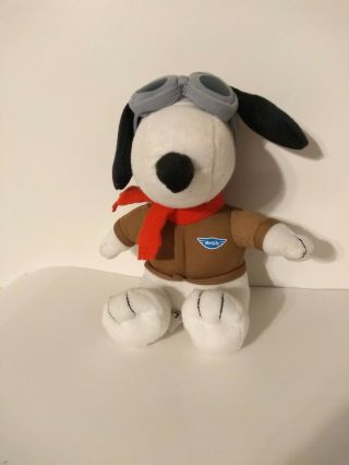 Plush Metlife Pilot Aviator Snoopy Flying Ace Stuffed Animal Soft Doll Toy Scarf