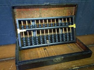Vintage Antique Wooden Abacus Calculator - 13 Rows 7 Beads