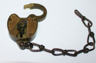 Antique Large Heart Shaped Brass Padlock With Key Creo Usa C 32 Fine
