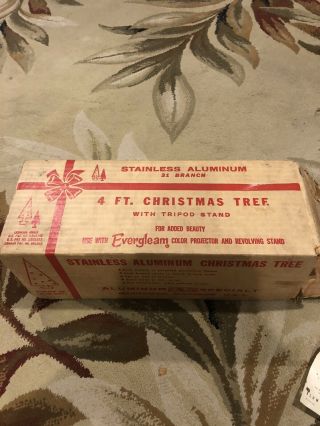 Vintage Evergleam 4 ' Stainless Aluminum 31 Branch Christmas Tree with Tripod 3