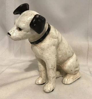 Vintage 1900’s Cast Iron Bank Rca Mascot Dog Nipper Glass Eyes