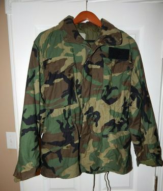 Usgi M - 65 Field Jacket Small Short Woodland Camo Bdu Cold Weather Army Coat Euc