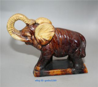 Chinese Tang Tri - Color Glazed Ceramics Porcelain Handwork Elephant Statue