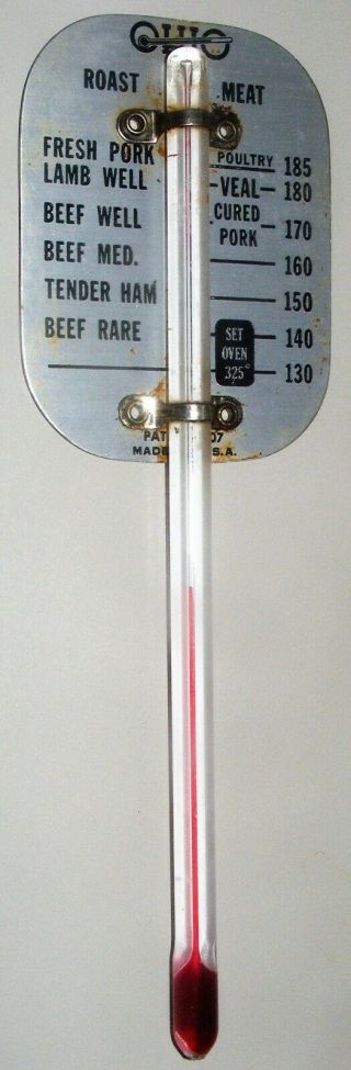 Vintage Ohio Thermometer Company Roast Meat Glass Thermometer