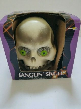 Vintage Halloween Decoration - Twinkle 1995 Janglin’ Skull.  Shakes And Lights Up