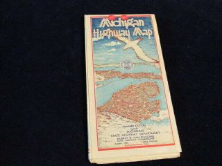 Vtg Official Aug 1 1938 Michigan Highway State Road Map Summer Edition
