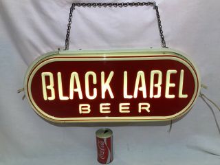 Vintage Carling Black Label Beer Lighted 2 Sided Hanging Window Sign