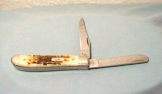 Vintage Colonial Prov Pocket Knife Bone 3 1/2 " Long Usa 6207