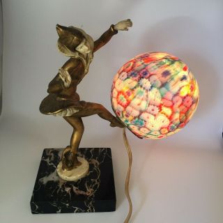 Antique J.  B.  Hirsh Gerdago Art Deco Pixie Harlequin Millefiori Glass Ball Lamp 3