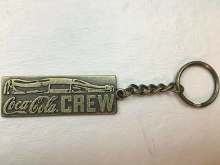 Vintage Coca Cola Crew Keychain Double Sided Brass 1980 In Bag