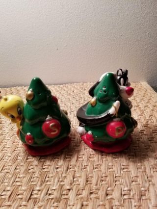 Looney Tunes Tweety And Sylvester Christmas Salt And Pepper Shakers 4 " Tall