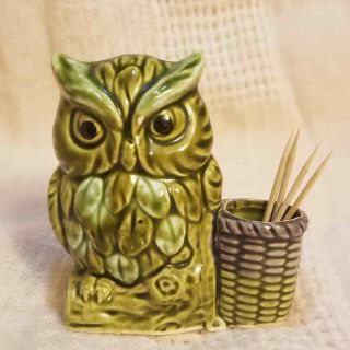 Owl With Basket Toothpick Holder