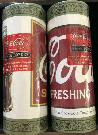 Set Of 2 Vintage Coca - Cola Wall Border Pre - Pasted