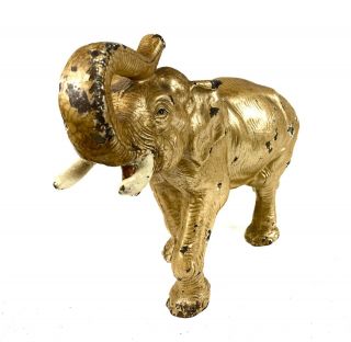 Cast Iron Vintage ELEPHANT Doorstop Heavy Gold Decor 8 