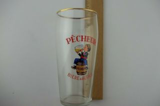Vtg 1960s 1970s Pecheur Bier German Beer Glass Pils Pilsner,  8oz.  25l