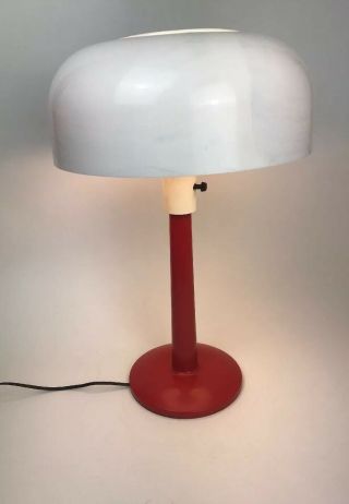 Thurston Lightolier Mushroom Lamp Vintage Mid Century Modern Red White