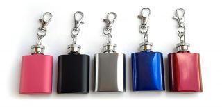 Engraved Hip Flask Keyring 1oz - 5 Colours To Choose - Great Stag Hen Gift