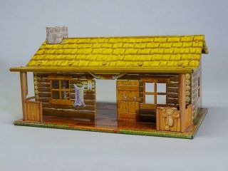 Vintage Marx Tin Litho Log Cabin Bar - M - Ranch House