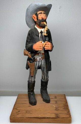 Rare VTG BUD ODELL Carved Wood Cowboy SHERIFF w Tobacco Andy Anderson Stepson 2