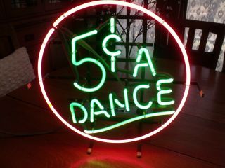 Vintage Neon 5 Cents Dance Sign 18x18 For Wall Hanging Or Shelf 2 - Color