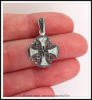 Sterling Silver 925 Jerusalem Cross Pendant Necklace Jewelry From Holy Land