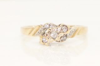 Vintage 1993 9ct Gold Diamond Twisted Shoulders Ring,  Size M
