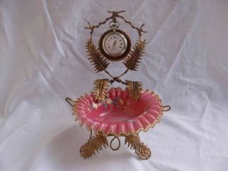 Antique French Enameled Opaline Glass Pocket Watch Holder,  Late 19th Century.