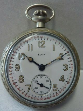 Vintage 1944 Us Military Elgin Pocket Watch W/ Montgomerty Dial - Cond