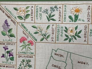 Vintage Paragon USA State Flower Map Completed Embroidery Embroidered Sampler 3