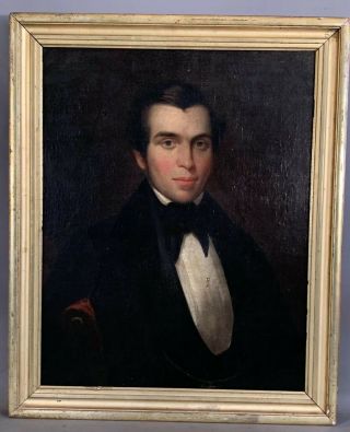 Lg Ca.  1820 Antique 19thc Old American Empire Era Gentleman Oil Portrait Painting