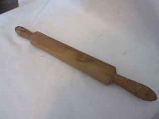 Vtg Farmhouse Wooden Rolling Pin Turned Wood Handles 15 " L X 1.  75 " W