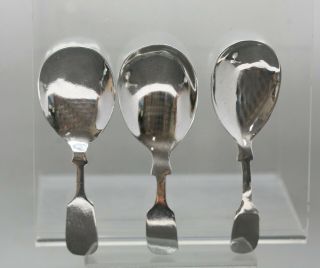 Three Vintage English Nickel Silver Tea Caddy Spoons Stamp On The Base c1930s 2