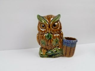 Vintage Mid Century Japan Owl Toothpick Holder Kitchen Tableware