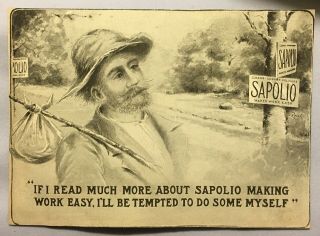 Vintage 1900’s Sapolio Soap Print Ad Makes Work Easy Hobo Bum 4 1/2 X 5 Sb8