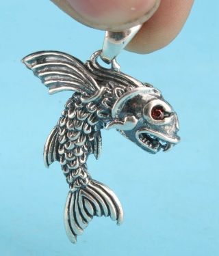 Precious China 925 Silver Pendant Statue Flying Fish Mascot Hand - Made Gift