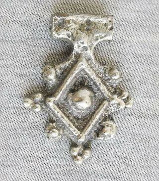 Antique Ethiopian Coptic Silverplated Cross Amulet Pendant Hand Crafted Hammered