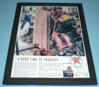 1940 Texaco Havoline Motor Oil Framed Color Ad Print