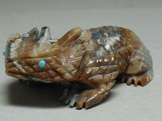 Zuni Fetish F - 2707 Picasso Marble Horned Toad By Sedrick Banteah