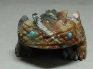 ZUNI FETISH F - 2707 PICASSO MARBLE HORNED TOAD BY SEDRICK BANTEAH 2